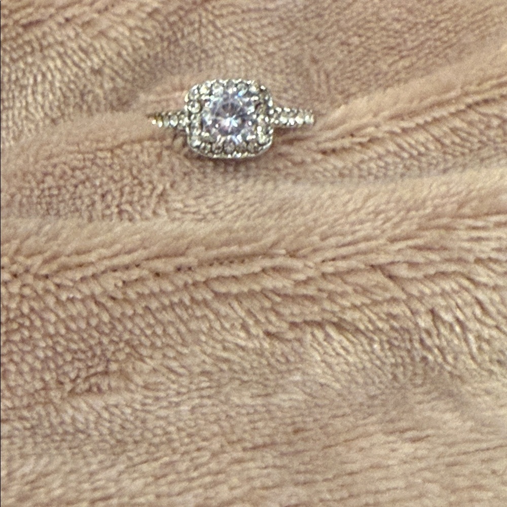 Cubic Zirconia Engagement Ring, Square Princess Engagement Ring - Picture 7 of 8